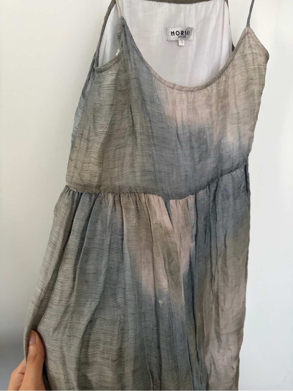 Horses Atelier Silk-Linen Earthy bohemian ombre slip dress - Size 1/ S - Picture 7 of 13